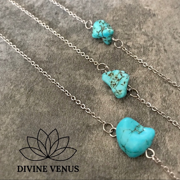 Genuine Turquoise Dainty Stainless Steel Choker - Picture 3 of 8